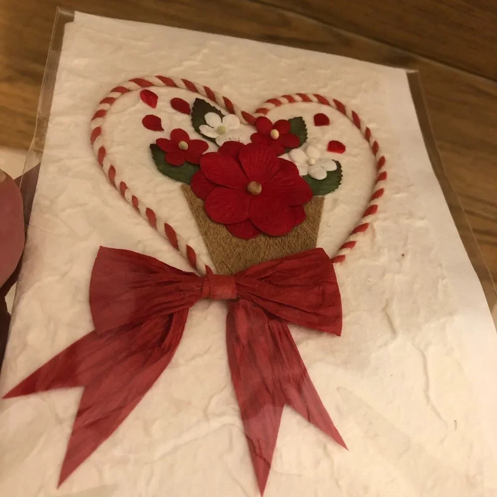 3 Handcrafted greetings love cards for Valentine's day, w/ envelopes